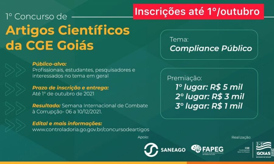 Concurso de artigos científicos da CGE terá premiação de R$ 9 mil