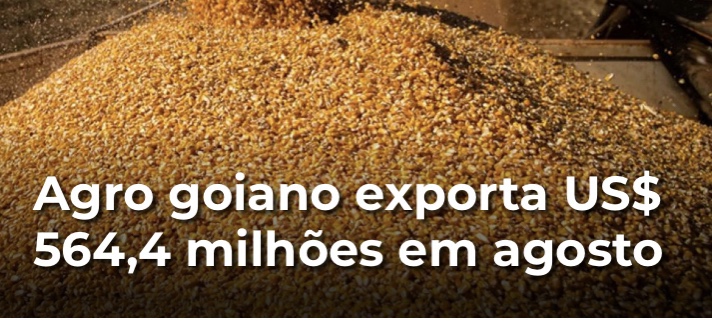 Agro goiano exporta US$ 564,4 milhões em agosto