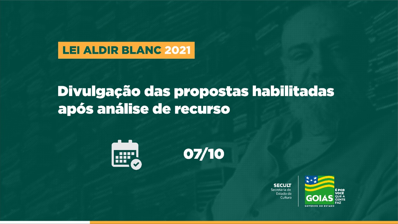 Secult divulgará dia 7 de outubro lista de habilitados da etapa 1 da Lei Aldir Blanc