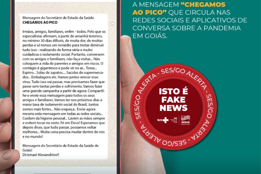 Saúde alerta contra fake news sobre picos de Covid-19 em Goiás