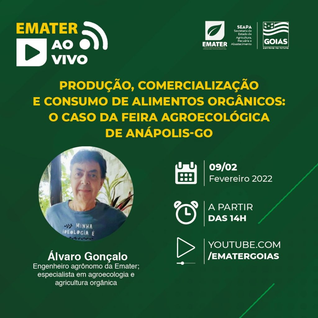 Emater transmite live sobre produção, comercialização e consumo de alimentos orgânicos