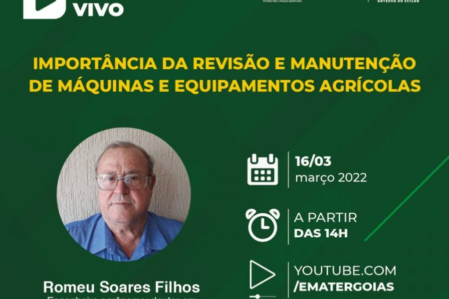 Emater transmite live sobre importância de revisão e manutenção em máquinas agrícolas