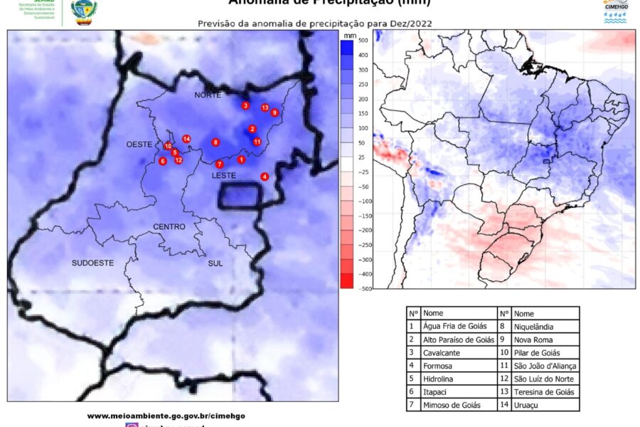 Alerta: chuvas devem ficar acima da média no Centro, Norte e Nordeste do Estado