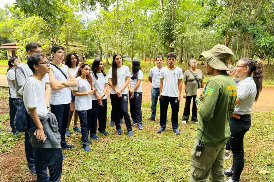 Estudantes fazem trilha imersiva no Parque Altamiro Pacheco