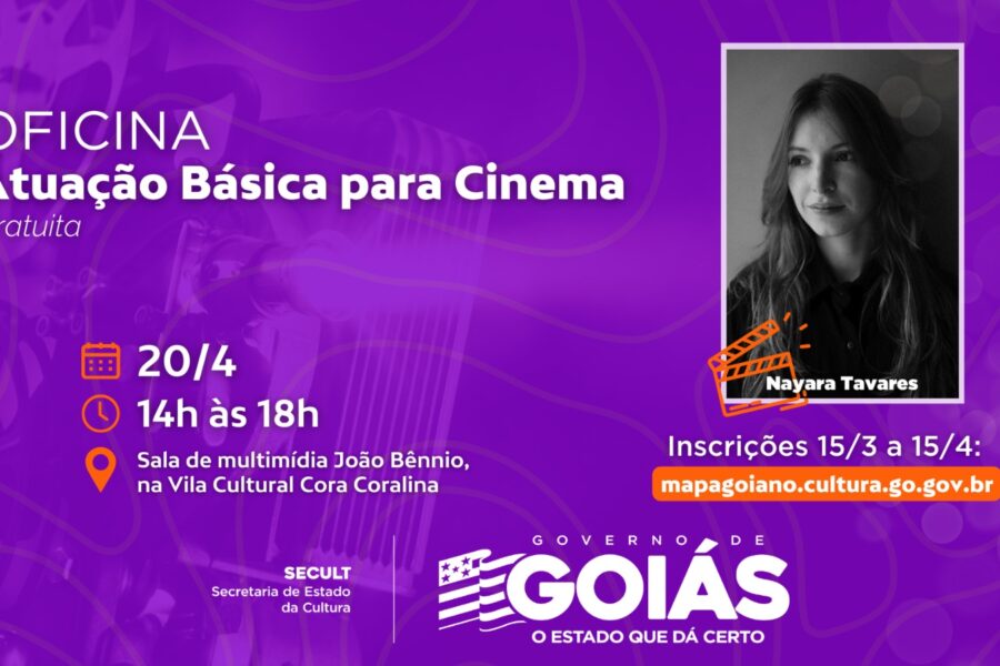 Secult abre inscrições para oficina gratuita “Atuação Básica para Cinema”