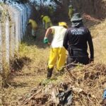 Mão de obra carcerária realiza roçagem e limpeza do futuro Parque Serrinha