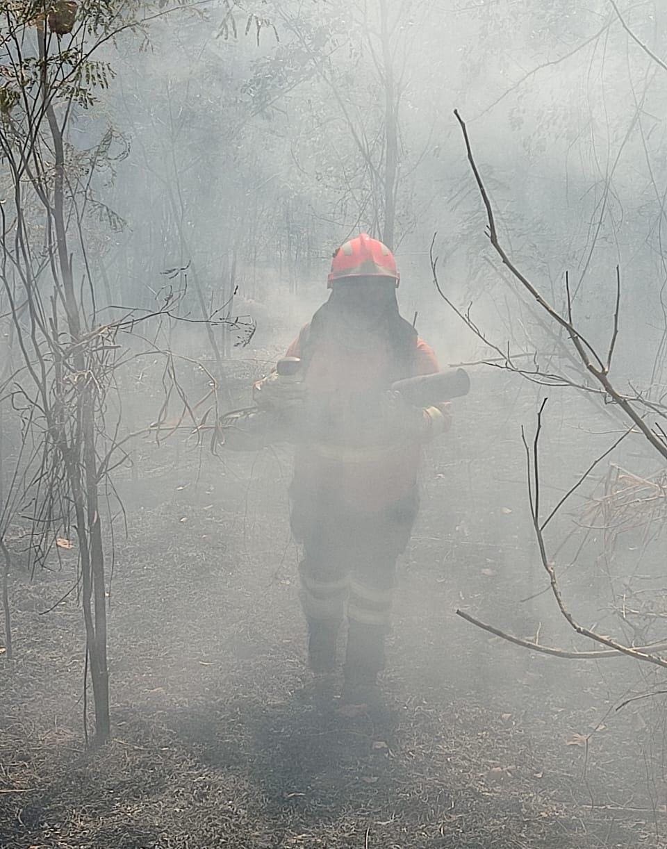 Bombeiros combatem incêndio na Chapada dos Veadeiros