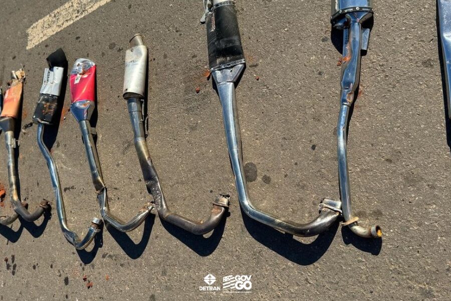 Ação inédita em Caldas Novas, destrói 350 escapamentos de motos