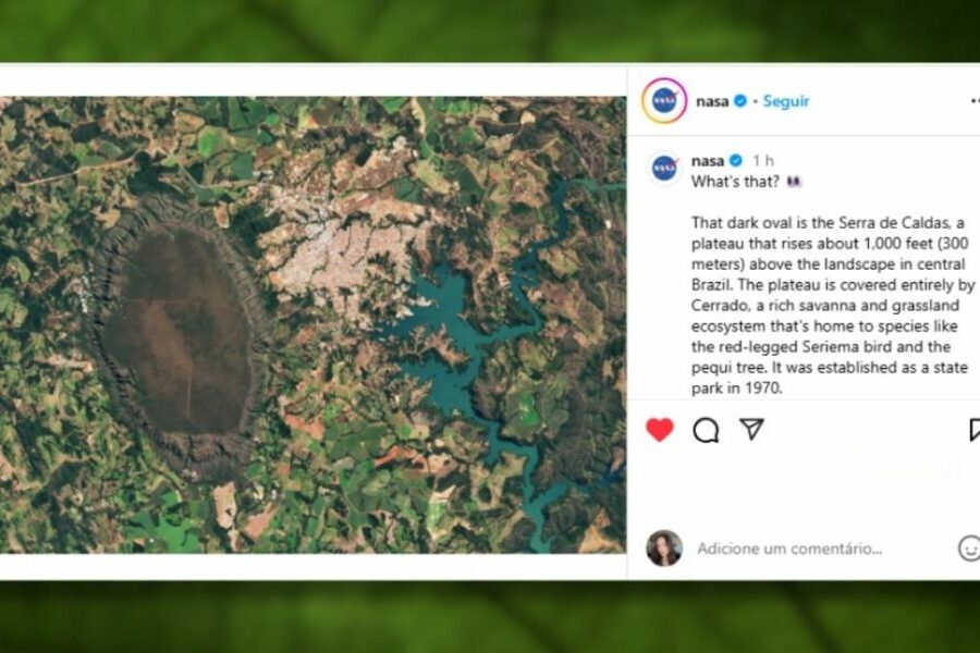 Nasa publica foto aérea do Parque da Serra de Caldas Novas