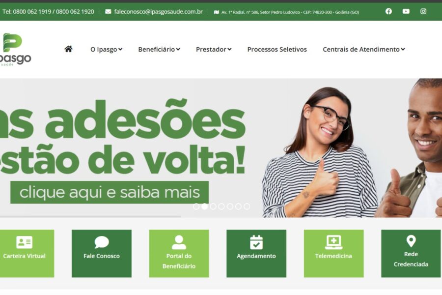 Novo site do Ipasgo Saúde foca em serviços aos beneficiários