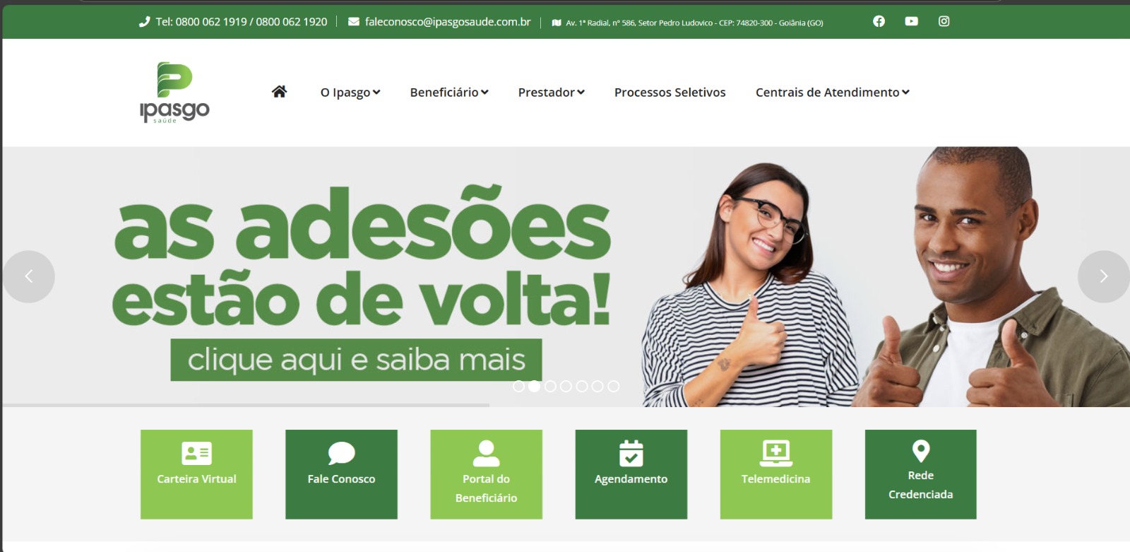 Novo site do Ipasgo Saúde foca em serviços aos beneficiários