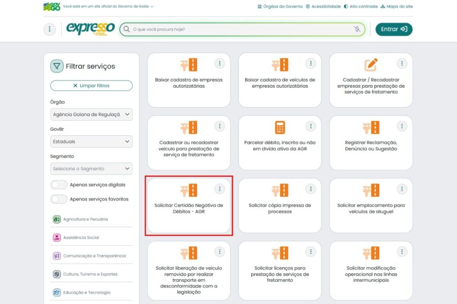AGR integra emissão de Certidão Negativa de Débitos ao Portal Expresso